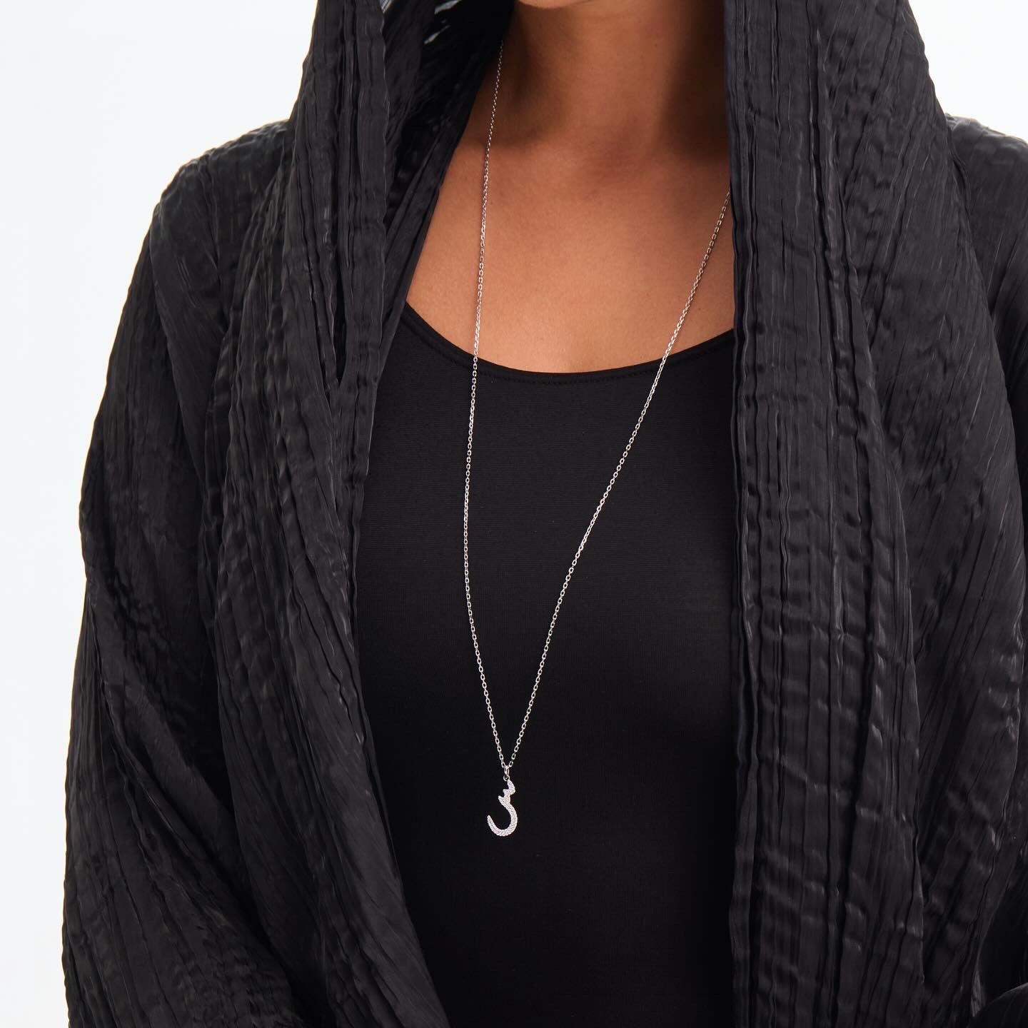 Large Pavé Diamond Arabic Letter Necklace