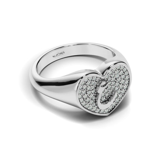 Abjad Hawaz Diamond Heart Signet