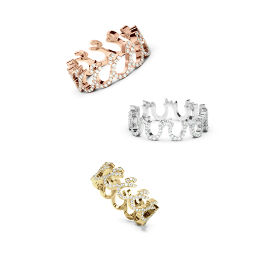 ِخاتم الحرف العربي المكرّر من ذهب و الماس