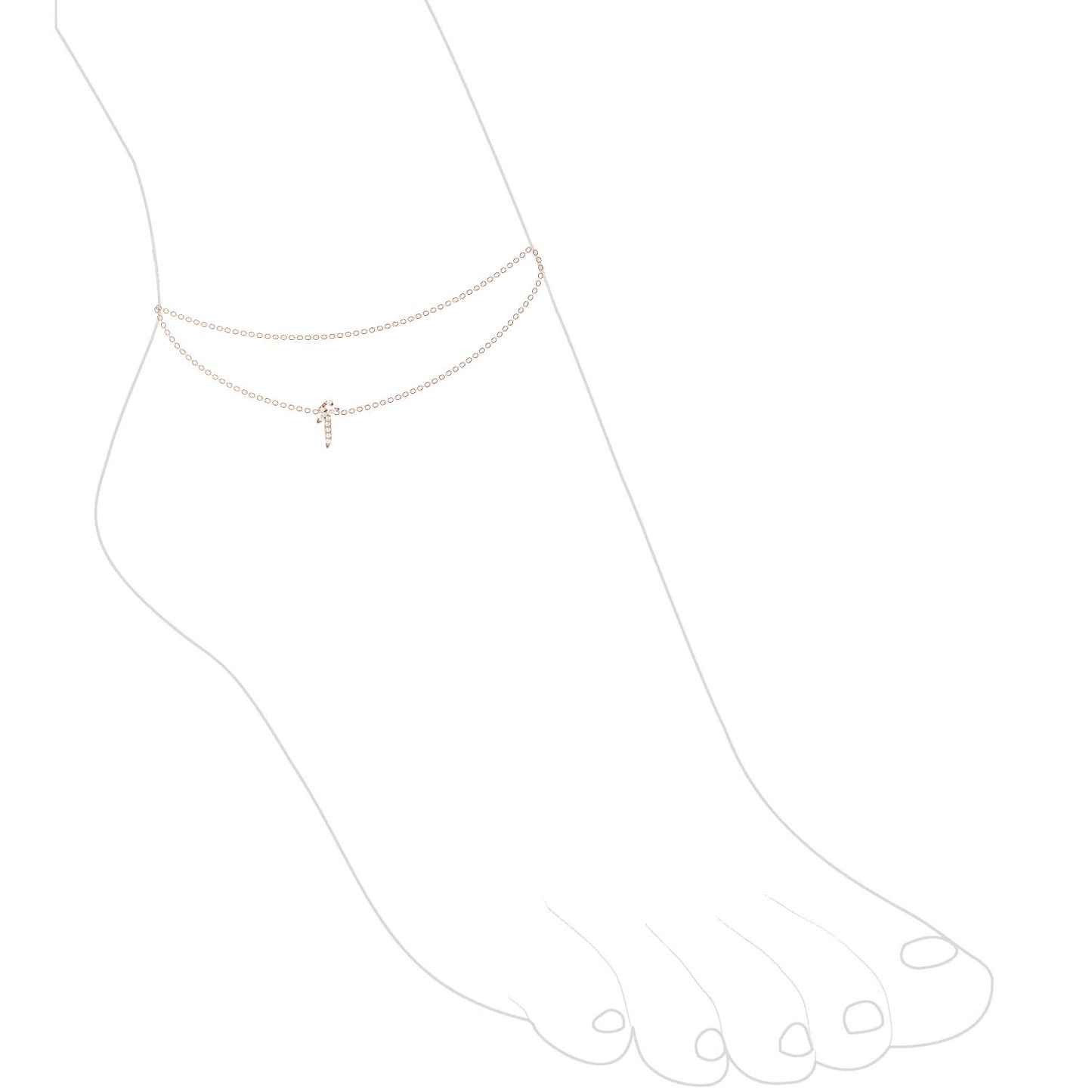 خلخال الحرف العربي مع سلسال