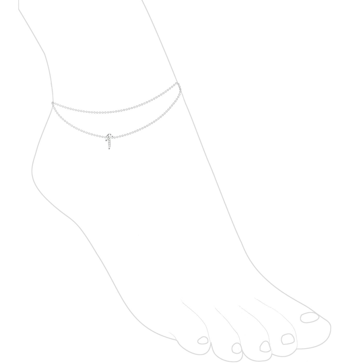 خلخال الحرف العربي مع سلسال