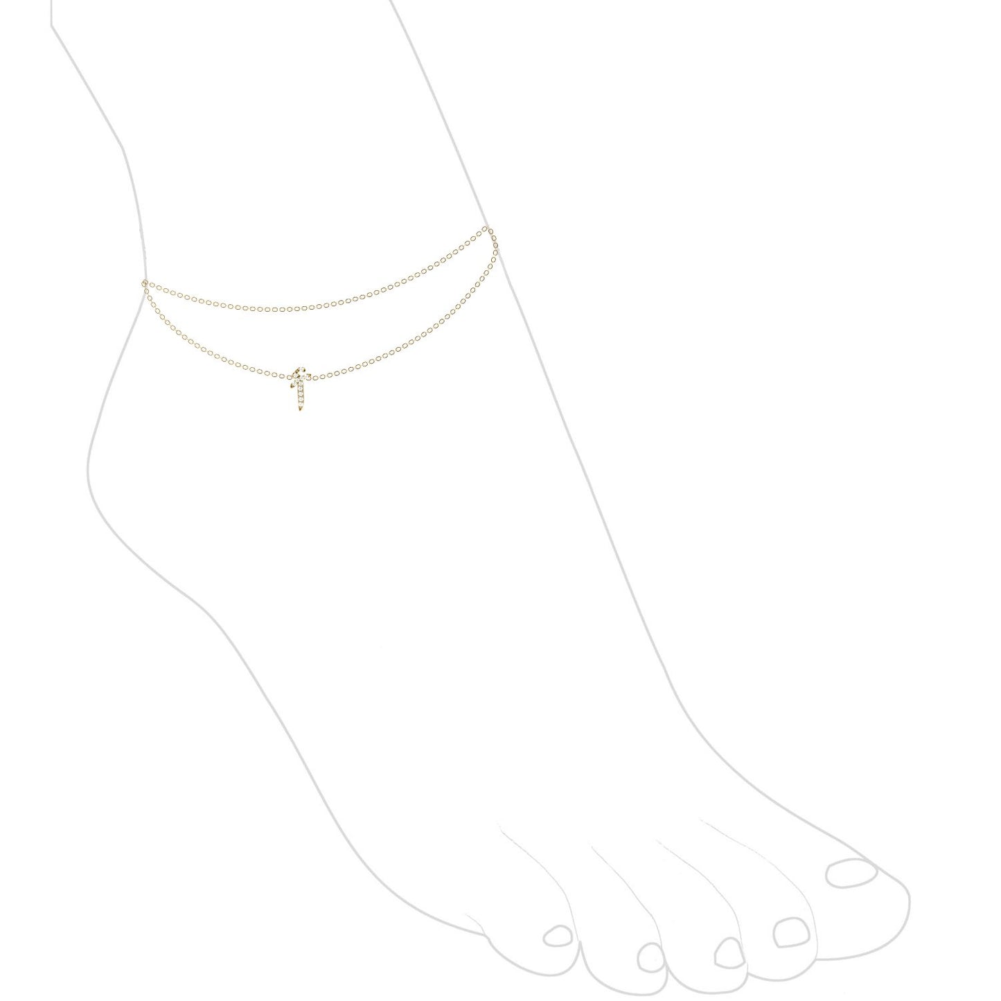 خلخال الحرف العربي مع سلسال