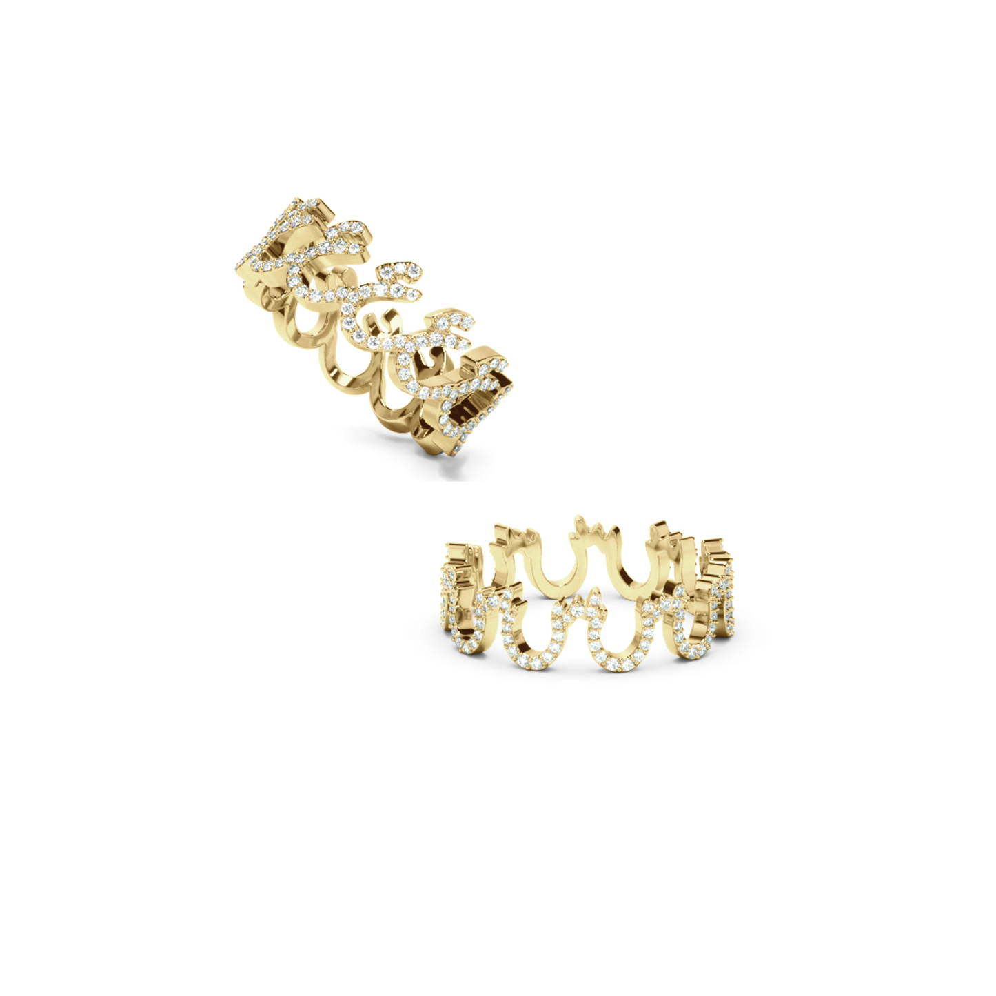 ِخاتم الحرف العربي المكرّر من ذهب و الماس